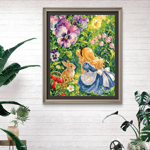宝藏湾 数字油画diy爱丽丝花间奇遇填色肌理填充油画高还原装饰画