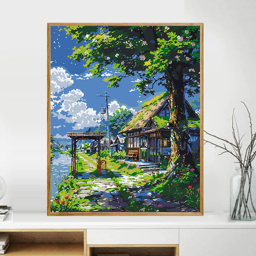 宫崎骏的夏天数字油画diy油画填充新款丙烯解压填色油彩画数字画