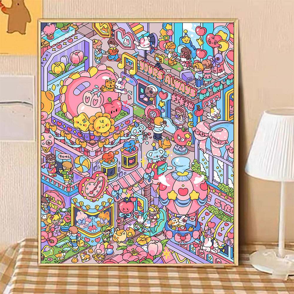 宝藏湾 diy数字油画拜托了丘比特油画填充卡通画填色解压画数字画