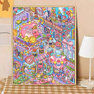 宝藏湾 diy数字油画拜托了丘比特油画填充卡通画填色解压画数字画