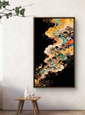 宝藏湾 数字油画diy鹿踏金梦唯美填充油画绘画高还原装饰数字画
