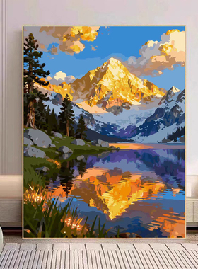 宝藏湾 数字油画diy日照金山肌理画填充油画高难度装饰画数字画