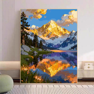 宝藏湾 饰画数字画 数字油画diy日照金山肌理画填充油画高难度装