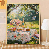 宝藏湾 饰画生日礼物填色画 数字油画diy浪漫郊游手工填色画客厅装