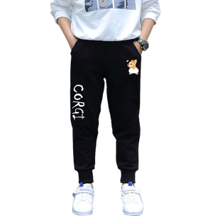 小短腿柯基狗狗秋田犬可爱Q版小脚裤卫裤子男女儿童学生休闲长裤