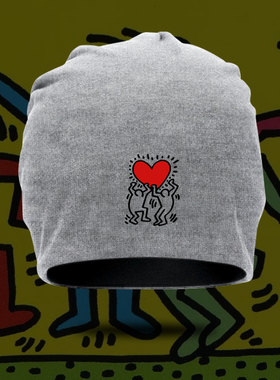凯斯哈林美国涂鸦艺术家Keith Haring联名包头帽男女儿童保暖帽子