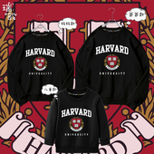 长袖 美国高校哈佛大学麻省理工普林斯顿亲子装 圆领卫衣父子母女款