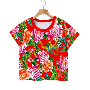 东北大花痞帅抖音网红童款速干亲子装短袖T恤衫男女个性旅游半袖