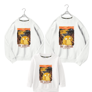 呐喊皮卡丘瑞克和莫蒂可达鸭世界名画亲子装圆领卫衣父子母女长袖