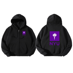 纽约大学同款名校纪念开衫卫衣男女儿童装学生拉链连帽外套带帽衫