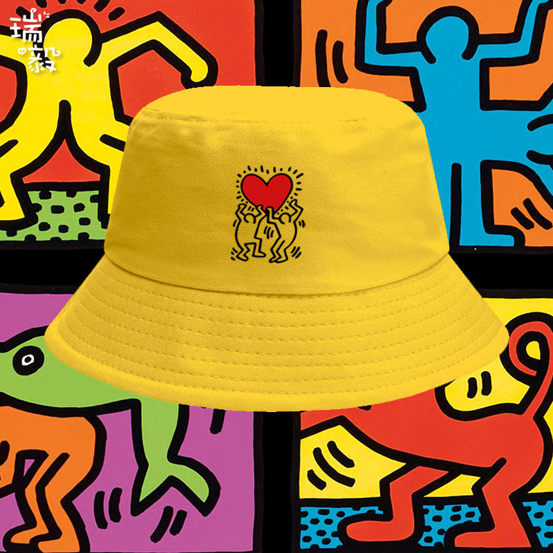 凯斯哈林美国涂鸦艺术家keith haring联名渔夫帽男女儿童款盆帽子