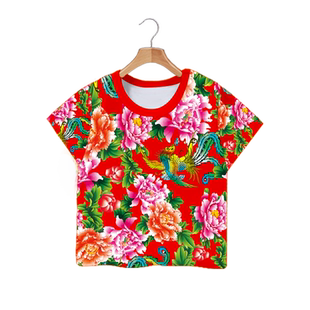 东北大花痞帅抖音网红同款速干短袖T恤衫男女儿童装半袖学生衣服