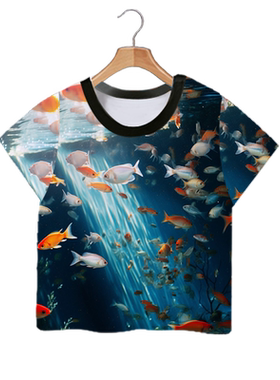 海底世界海洋热带鱼水族速干T恤