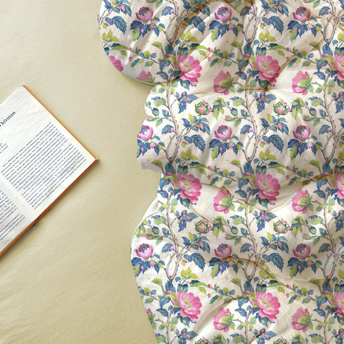 牡丹锦色国风花卉水洗棉床上用品三四件套被套床笠床单亲肤棉超柔