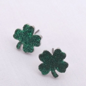 青岛外贸流行饰品欧美原单新款 小巧精品耳钉 质感滴油绿叶个性