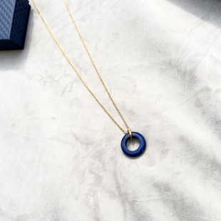 青岛外贸流行饰品欧美原单个性 小众镀真金纯铜D牌石头精品项链