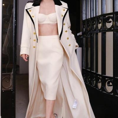 气质富家千金御姐风长袖宽松西装领外套修身风衣大衣春季新款女装