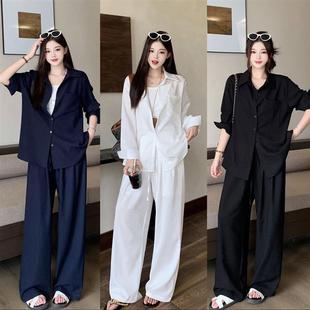 裤 黑防晒衬衫 搭配202512 白 潮牌休闲两件套