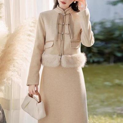 复古民国风高端年轻款加绒加厚绝美旗袍外套新中式国风两件套冬装