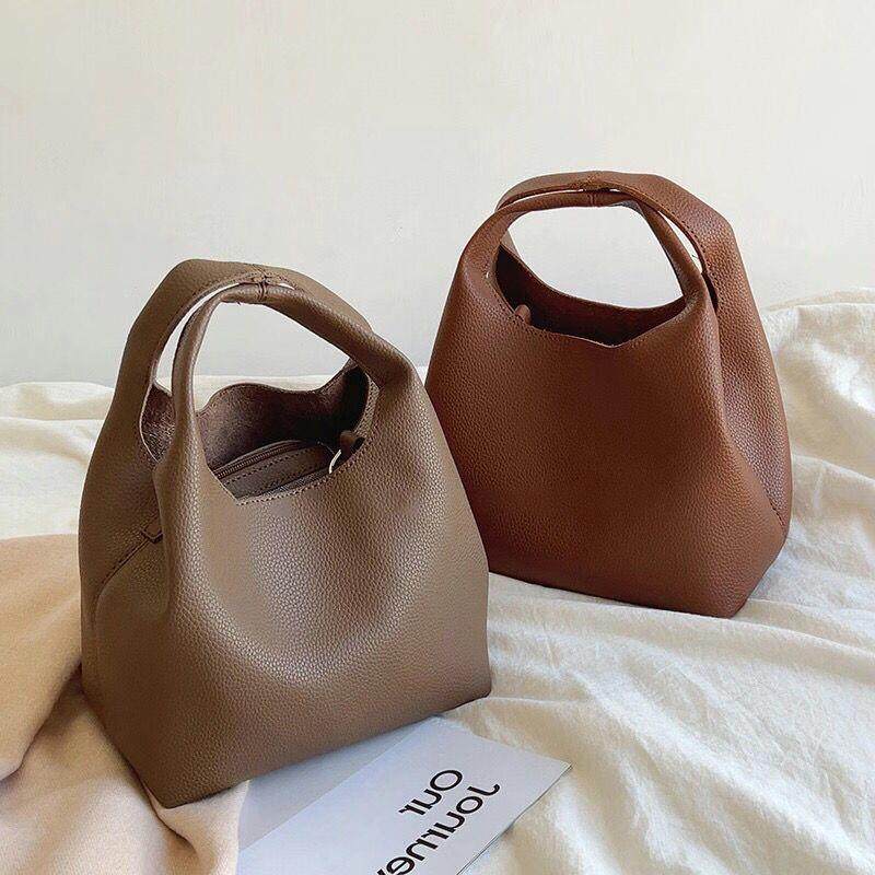 小众设计菜篮子复古手提包高级感洋气时尚软皮水桶包大容量斜挎包