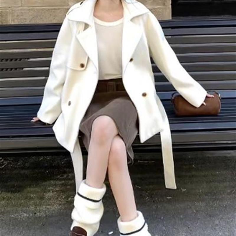 留洋千金大衣韩系高级感超好看中长款收腰毛呢外套女初秋新款穿搭