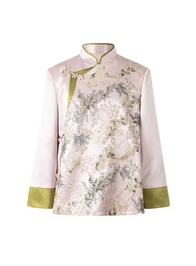 25轻奢新中式重工珠片绣外套+缎面半裙两件复古国风套装秋冬套装