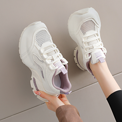 踩屎感厚底老爹鞋女2026春季新款显脚小轻便防滑透气休闲鞋女鞋