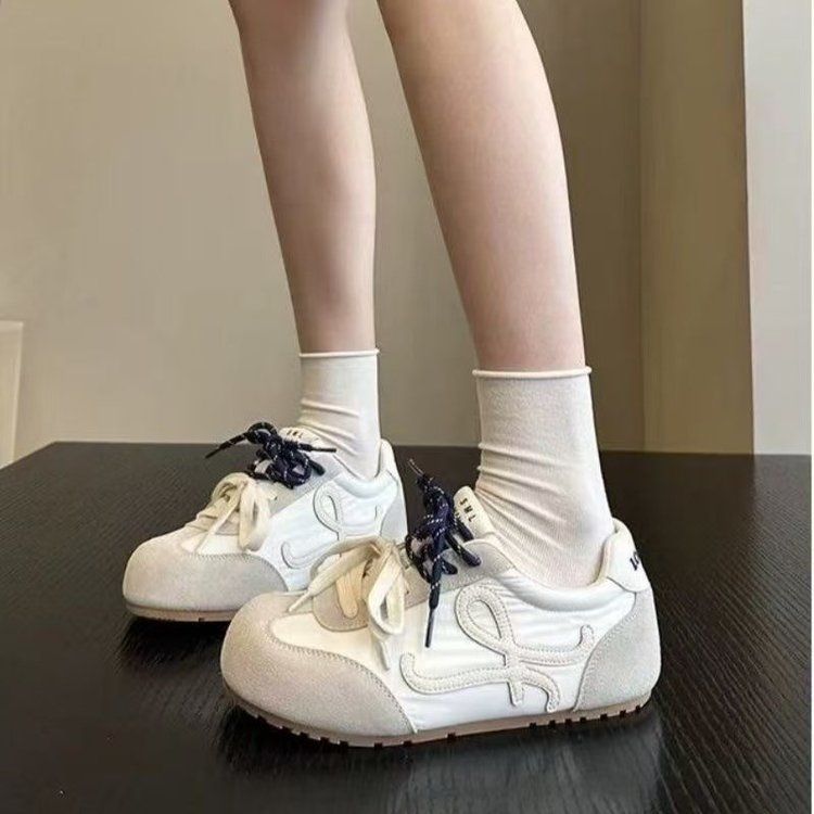 12.9日新品鞋大师网红同款2024秋季厚底女系带拼休闲鞋鞋阿甘鞋