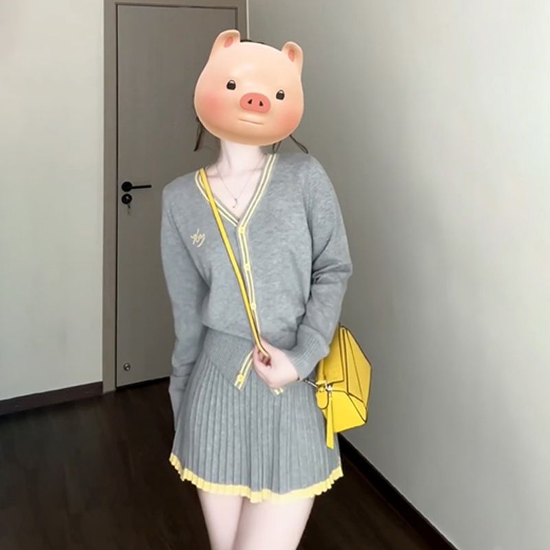 韩系针织连衣裙子套装女秋冬2025新款高级感ootd穿搭配一整套春装
