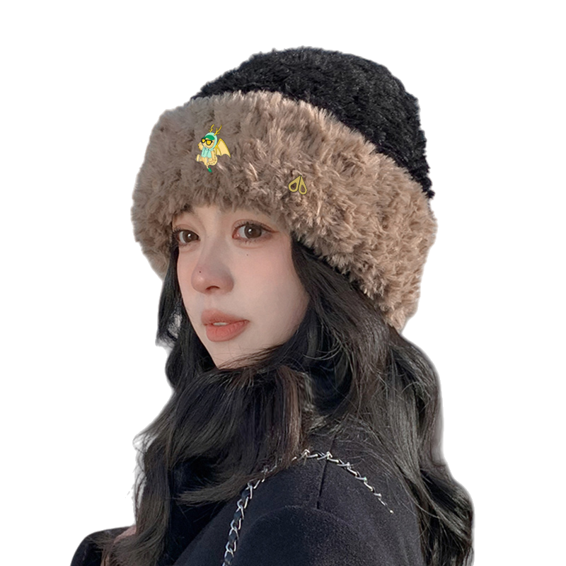 MOOSE剪刀四季毛绒帽子男女同款秋冬季加厚保暖显脸小护耳帽百搭