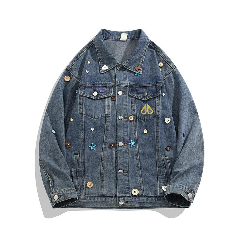 剪刀四季美式风新款彩色纽扣牛仔外套男宽松休闲个性夹克青少年潮,男装,牛仔外套,淘宝优惠券,粉丝福利购,淘宝优惠卷