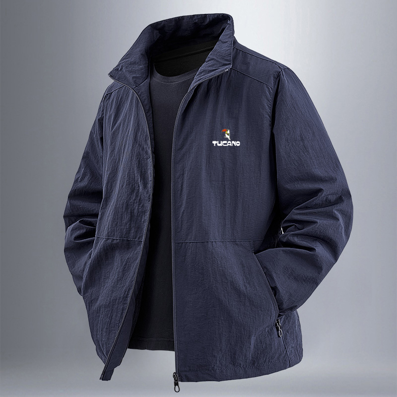 啄木鸟夹克外套男春秋季运动休闲宽松中老年爸爸立领防风防水茄克