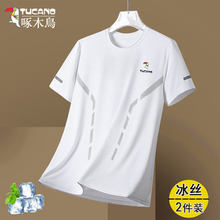 輕薄潮牌中青年半袖 啄木鳥(niǎo)正品 體恤 t恤速干夏季 冰絲短袖 新款 男士