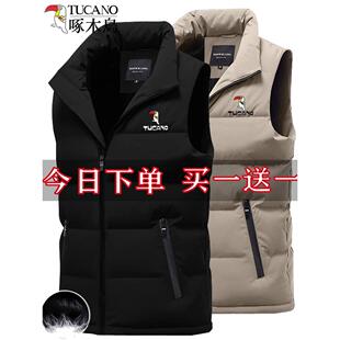 啄木鸟秋冬季羽绒棉马甲男加厚保暖背心男款潮流宽松短款坎肩外套