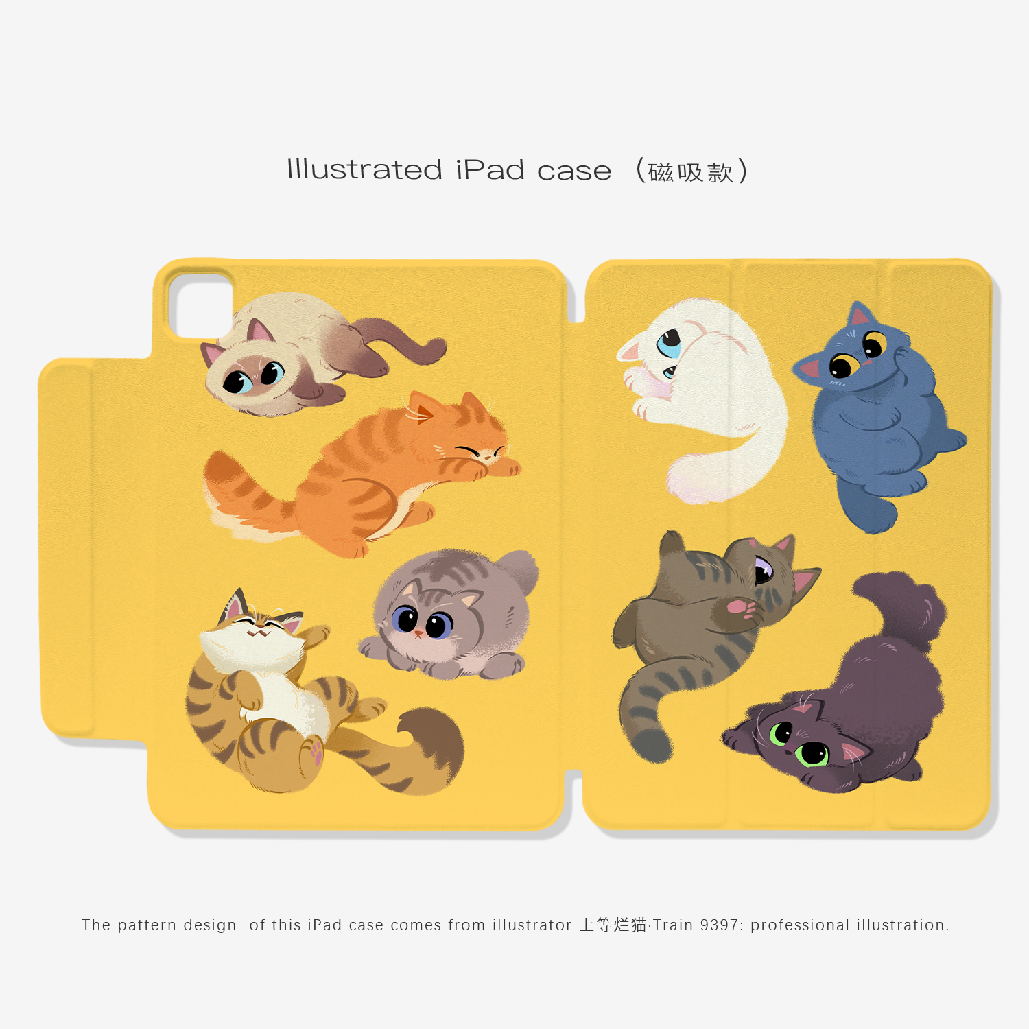 9397号列车上等烂猫ipad磁吸平板壳适用于苹果ipadpro202410.9英寸12.9英寸13英寸可拆分