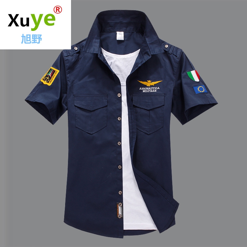 men short sleeve cotton embroidery Army fans man Shirts