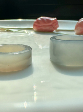 和田玉烟紫直切戒指扳指