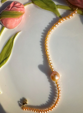 天然金珍珠项链女小众设计感高级手链