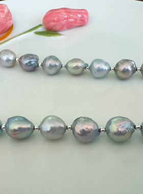 天然真多麻珍珠项链女小众设计感高级锁骨链10-12mm珠