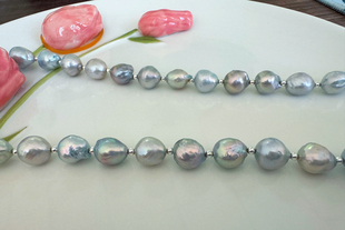 天然真多麻珍珠项链女小众设计感高级锁骨链10-12mm珠