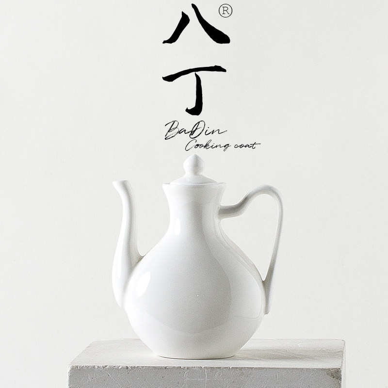 中式简约风纯白骨瓷仿古醋壶酱油调味料香油瓶桌面配套水茶壶罐子