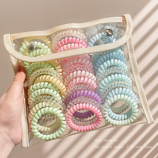 彩绳电话线发圈女网红新款 高级感发绳扎头皮筋高弹力头绳头饰