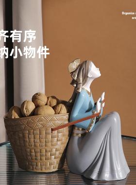 工创意收人物玄关匙摆件居装33157饰品口茶几门饰品纳钥家客门厅