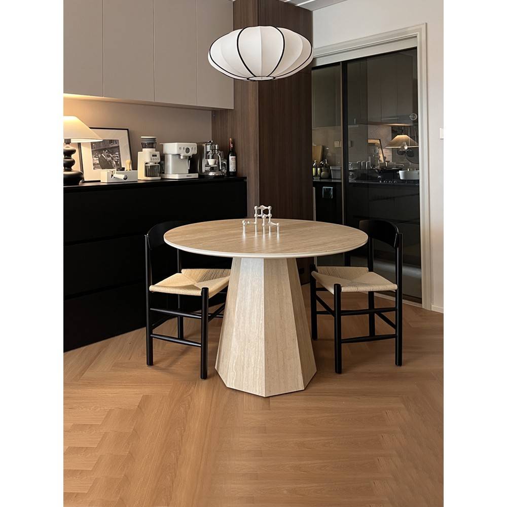 诺中威25年0板新款餐吉桌简椅约现代高端风4428圆诧寂洞石古形岩