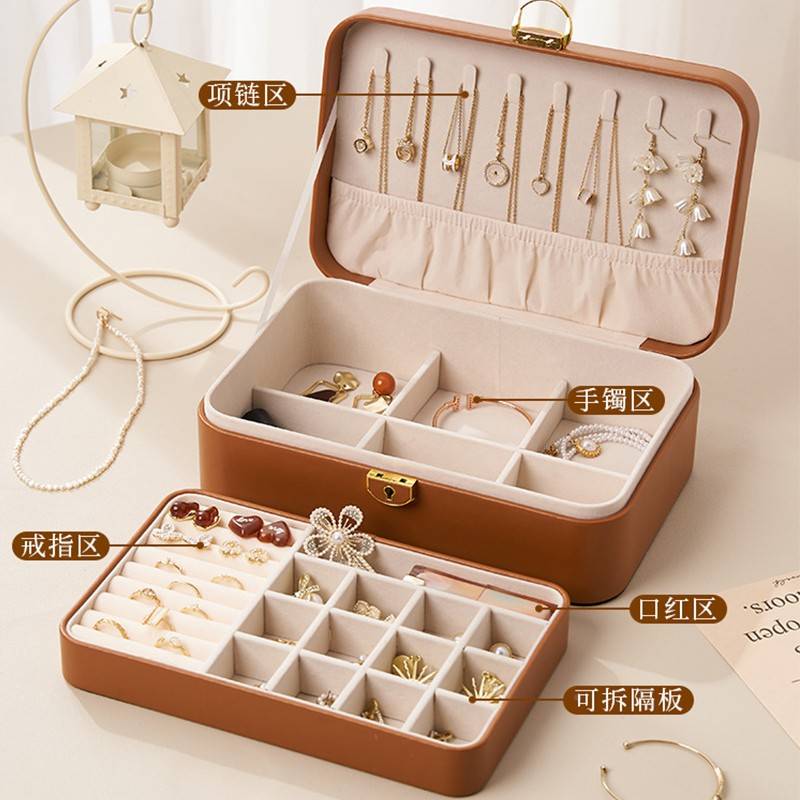 档首子耳锁容量项炼环纳耳高饰饰精盒致带金黄饰收手盒2大无品牌/