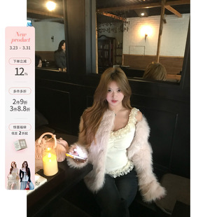 韩系微胖mm轻熟感正肩宽松柔软毛毛皮草保暖外套 限定欧尼 你 鱼