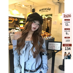 你的鱼 姐姐角色卡 微胖mm一字肩蝴蝶结衬衫 1/06 20:00新品9折