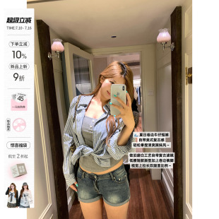 你的鱼 奥菲利亚 韩系微胖mm性感低腰春夏卷边水洗猫须牛仔短裤