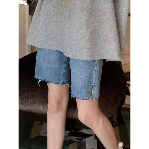 孕妇短裤女夏外穿牛仔裤阔腿裤夏天五分裤夏季薄款打底裤中裤8505