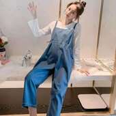 减龄牛仔背带裤 孕妇背带裤 宽松薄款 休闲时尚 潮妈8160 2024春秋款